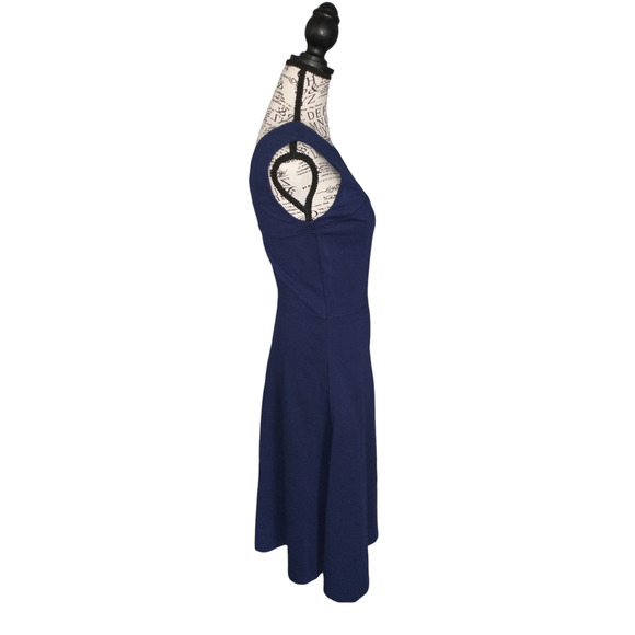 Lands' End Women's Dress V-Cut Back Navy 4 Ponte Fabric Career Professional Work - Picture 10 of 12